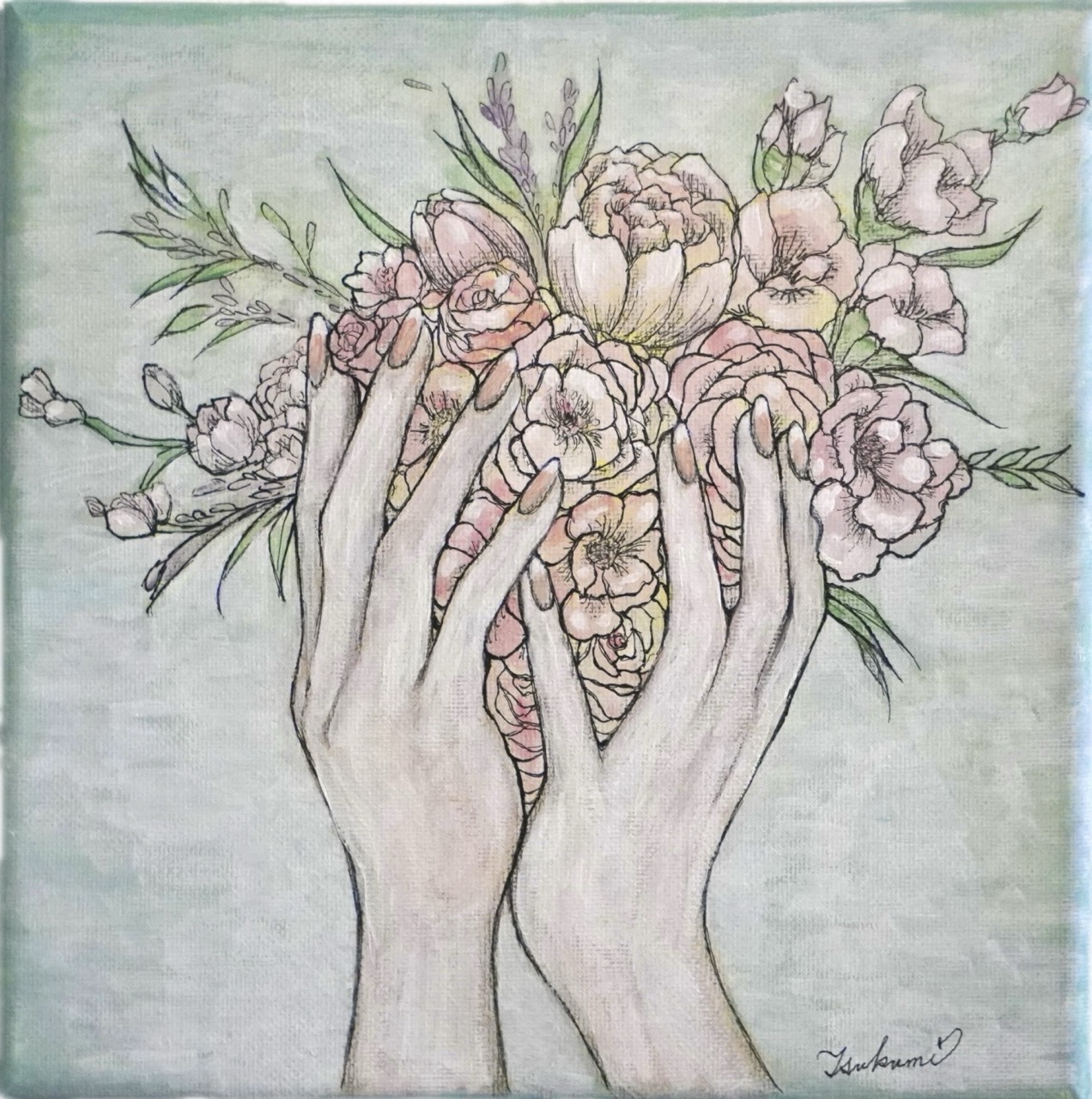 手から溢れる花（Tsukumi）