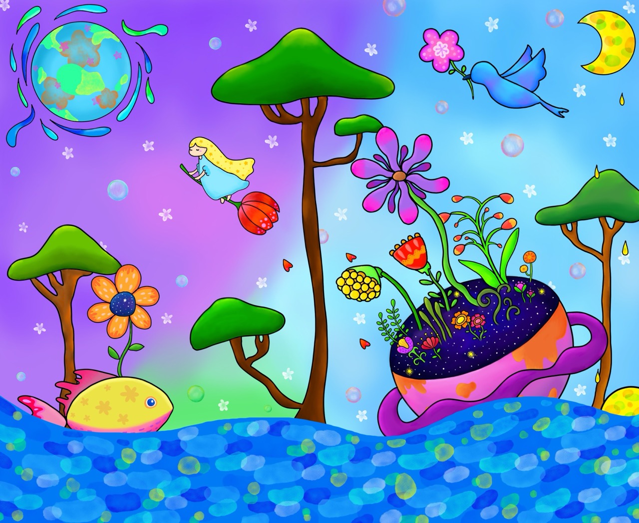 花のこえを聴いて（赤い月）